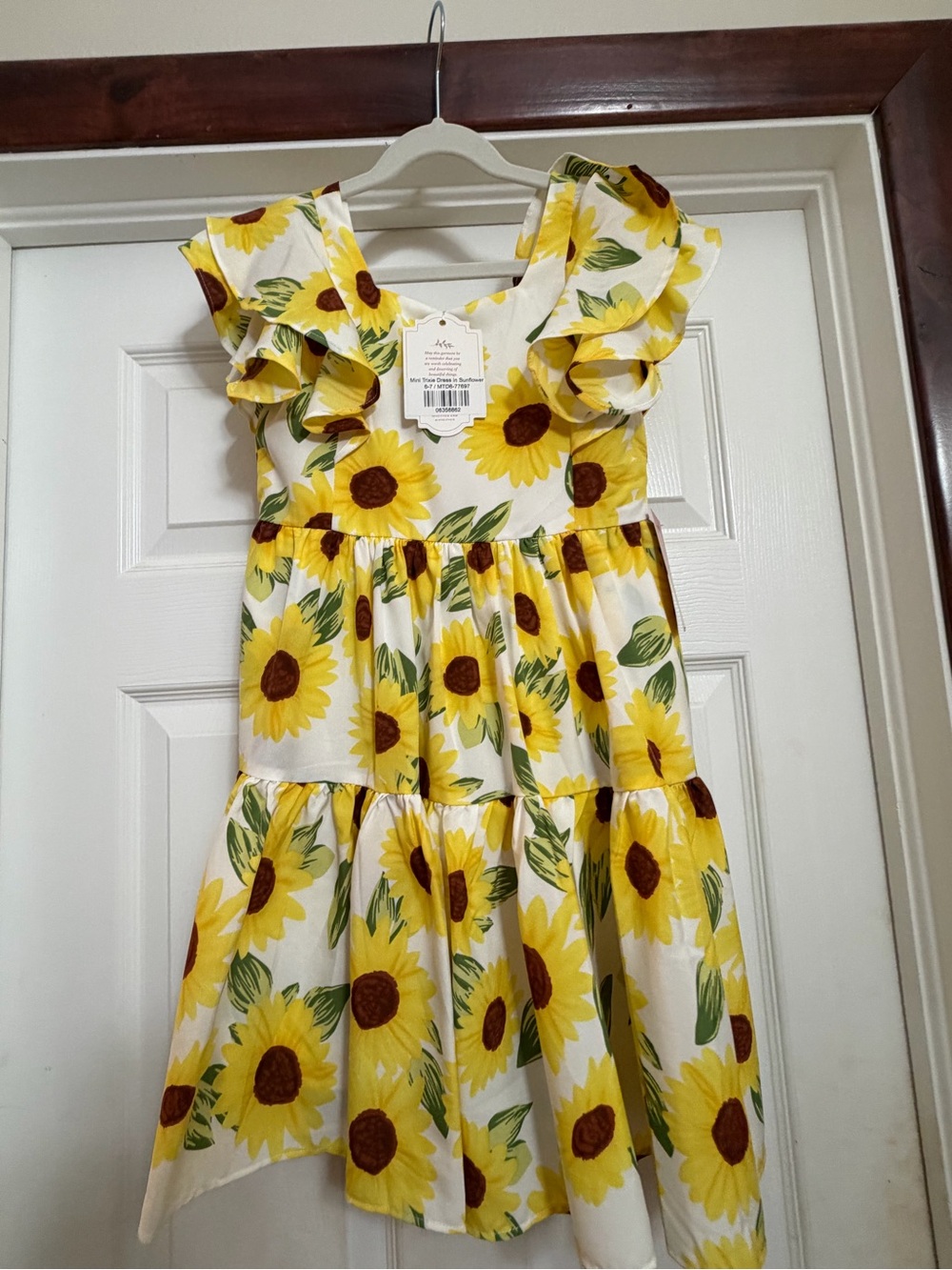 Girls mini Trixie Yellow Sunflower Tiered Ruffle Dress